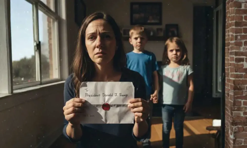 Bring my children home to America plea letter to President Trump with children in background