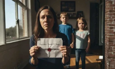 Bring my children home to America plea letter to President Trump with children in background