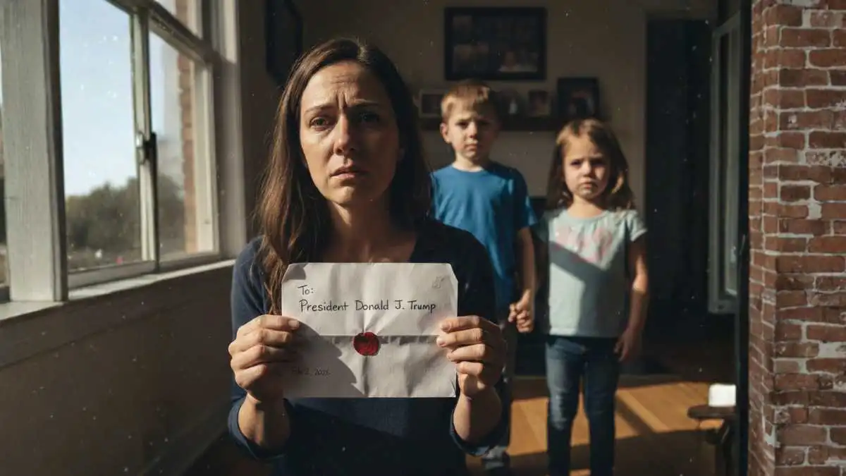 Bring my children home to America plea letter to President Trump with children in background