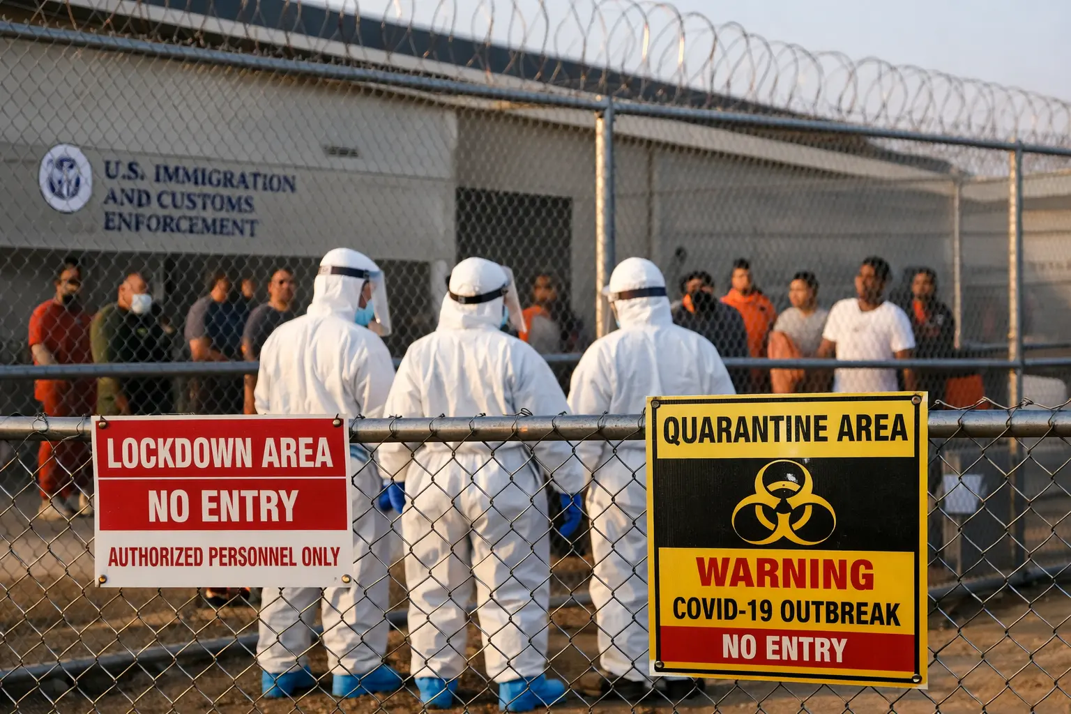 ICE Texas detention center measles outbreak lockdown with health officials monitoring detainees