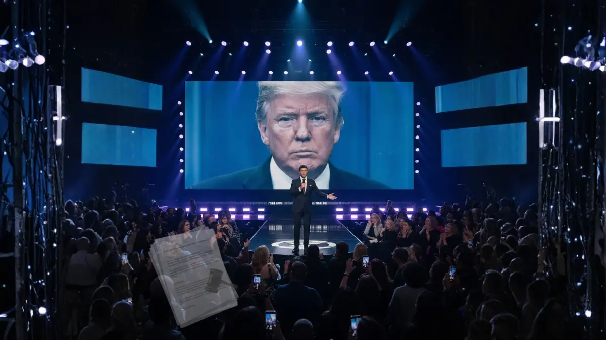 Trump sues Trevor Noah Epstein comments: Trevor Noah performing at the Grammys with Trump imagery and legal implications